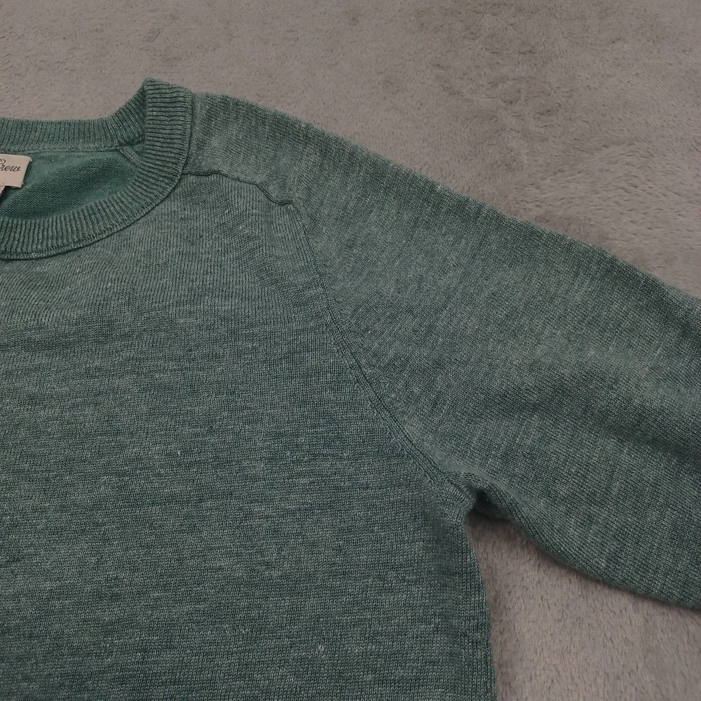 J Crew Sweater Womens‎ XS Green Pullover Crew Neck Casual Linen Blend